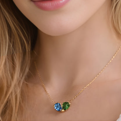 Green Stone Pendant Necklace – Minimalist Gold Color Chain, Dainty Everyday Jewelry Gift for Women