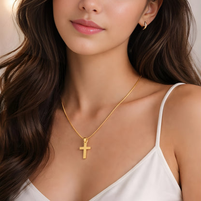 Minimalist Gold Color Cross Necklace – Dainty Christian Pendant, Everyday Faith Jewelry Gift