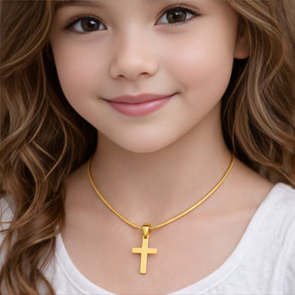 Minimalist Gold Color Cross Necklace – Dainty Christian Pendant, Everyday Faith Jewelry Gift