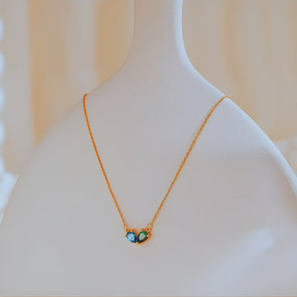 Green Stone Pendant Necklace – Minimalist Gold Color Chain, Dainty Everyday Jewelry Gift for Women