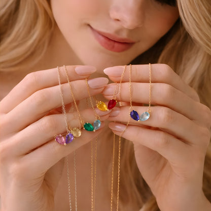 Green Stone Pendant Necklace – Minimalist Gold Color Chain, Dainty Everyday Jewelry Gift for Women