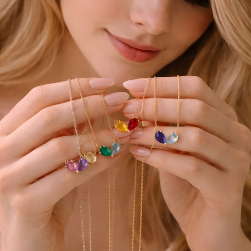 Green Stone Pendant Necklace – Minimalist Gold Color Chain, Dainty Everyday Jewelry Gift for Women