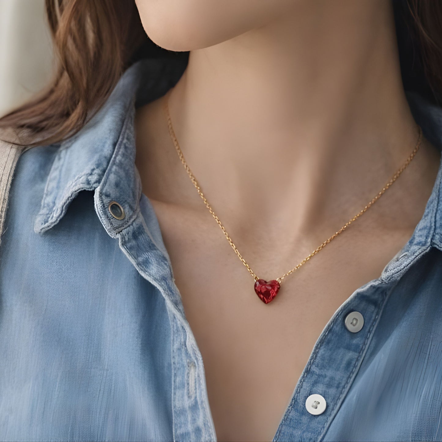 Minimal Gold Heart Pendant Necklace