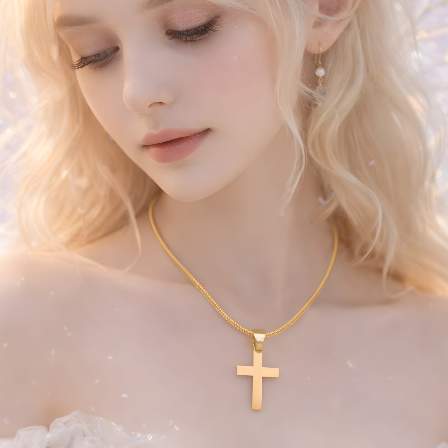 Minimalist Gold Color Cross Necklace – Dainty Christian Pendant, Everyday Faith Jewelry Gift