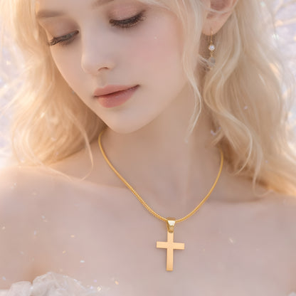 Minimalist Gold Color Cross Necklace – Dainty Christian Pendant, Everyday Faith Jewelry Gift