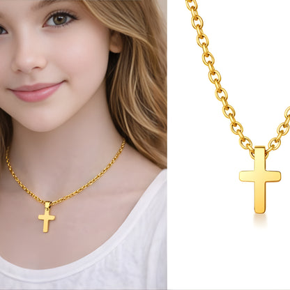 Minimalist Gold Color Cross Necklace – Faith Inspired Pendant Jewelry
