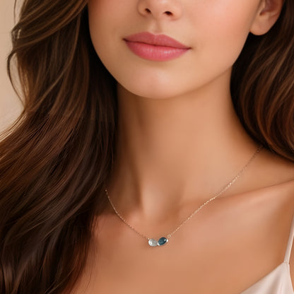 Green Stone Pendant Necklace – Minimalist Gold Color Chain, Dainty Everyday Jewelry Gift for Women