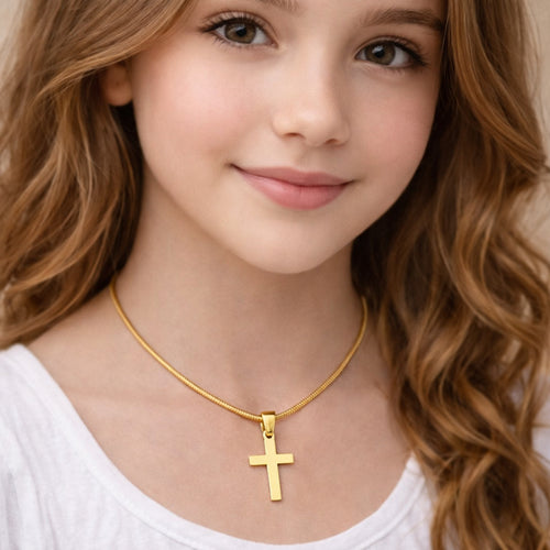 Minimalist Gold Color Cross Necklace – Dainty Christian Pendant, Everyday Faith Jewelry Gift