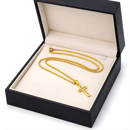 Gold Color Cross & Medallion Necklace – Minimalist Faith Pendant, Dainty Christian Jewelry Gift