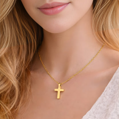 Minimalist Gold Color Cross Necklace – Faith Inspired Pendant Jewelry