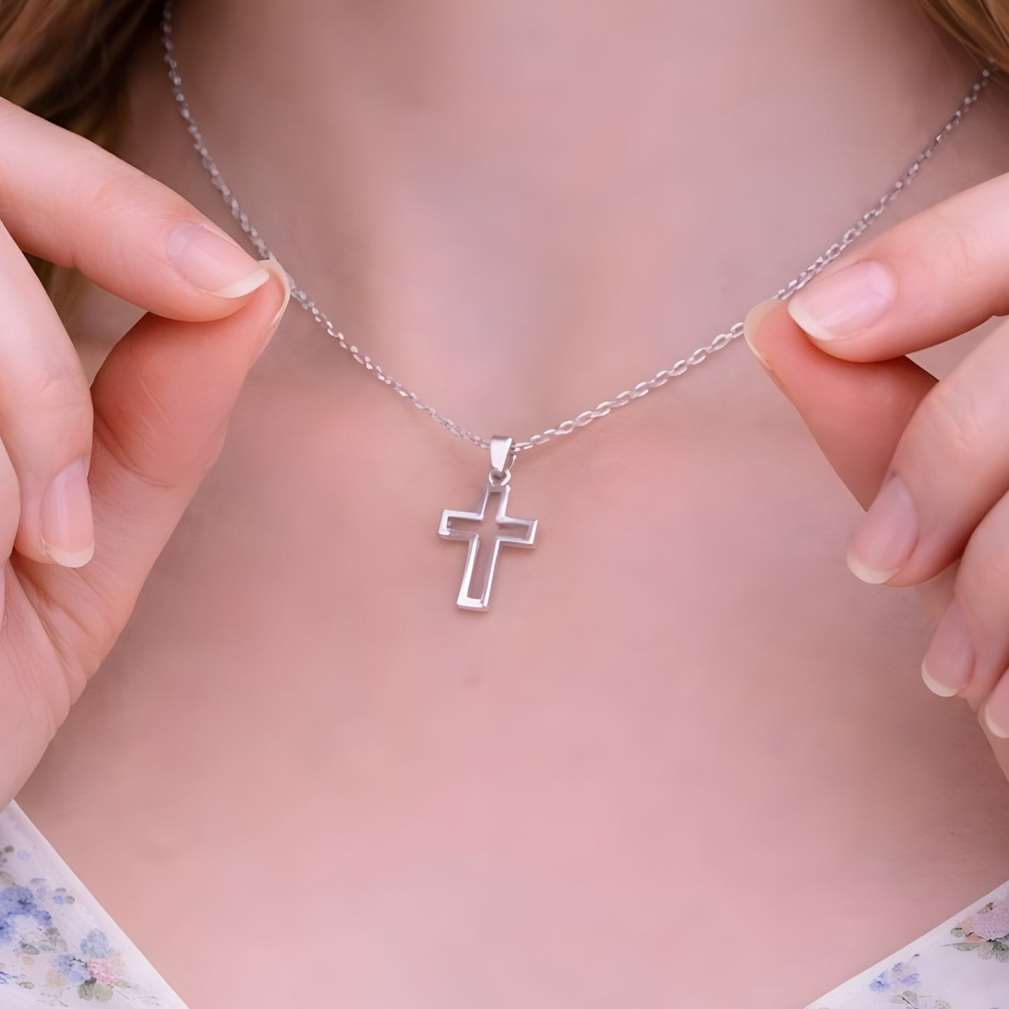 Gold Color Cross & Medallion Necklace – Minimalist Faith Pendant, Dainty Christian Jewelry Gift
