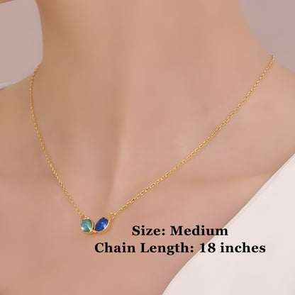 Green Stone Pendant Necklace – Minimalist Gold Color Chain, Dainty Everyday Jewelry Gift for Women