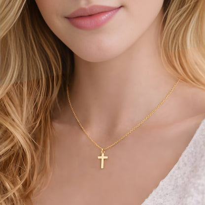 Minimalist Gold Color Cross Necklace – Faith Inspired Pendant Jewelry