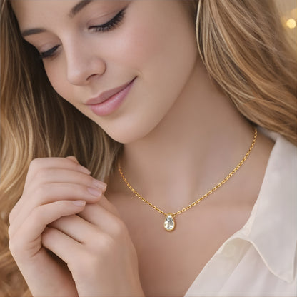 Minimal Gold Teardrop Necklace for Women | Dainty Gold Pendant Necklace | Everyday Elegant Jewelry Gift