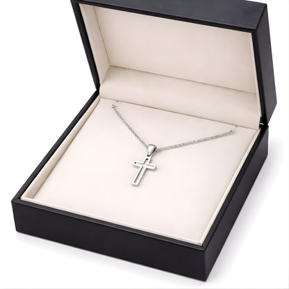 Gold Color Cross & Medallion Necklace – Minimalist Faith Pendant, Dainty Christian Jewelry Gift