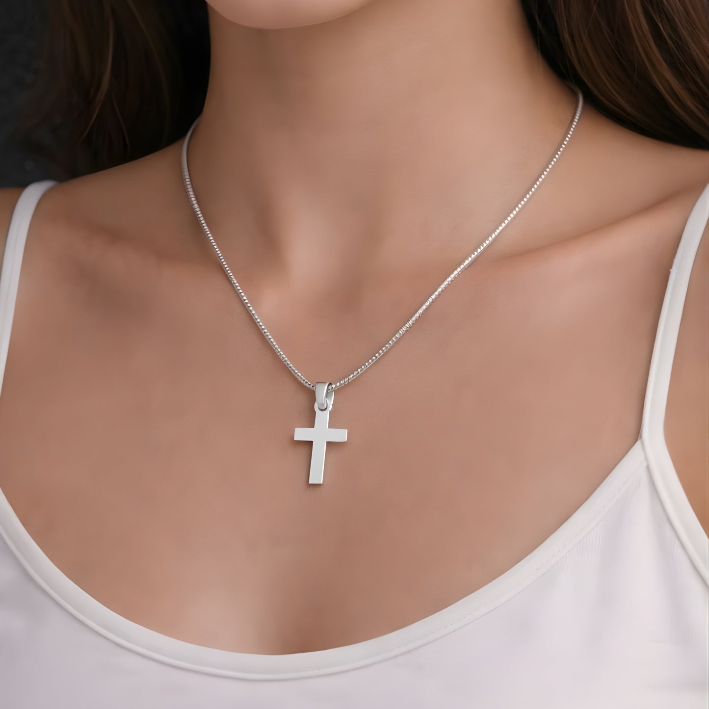 Minimalist Gold Color Cross Necklace – Dainty Christian Pendant, Everyday Faith Jewelry Gift