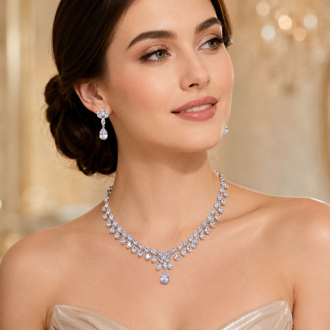 Crystal Bridal Jewelry Set, Statement Necklace & Drop Earrings, Best Selling Jewelry, Trending Jewelry for Women, Gift for Her Jewelry,
