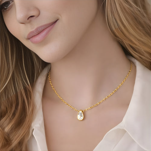 Minimal Gold Teardrop Necklace for Women | Dainty Gold Pendant Necklace | Everyday Elegant Jewelry Gift