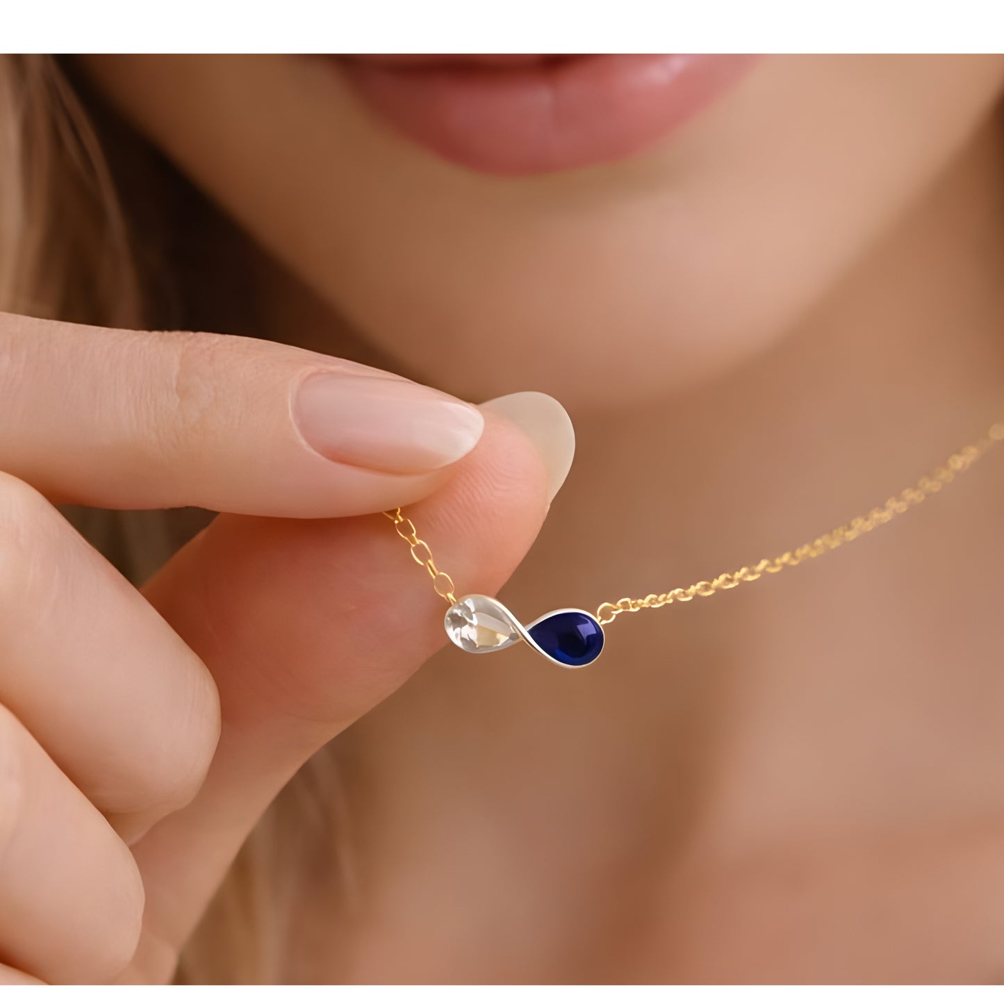 Green Stone Pendant Necklace – Minimalist Gold Color Chain, Dainty Everyday Jewelry Gift for Women