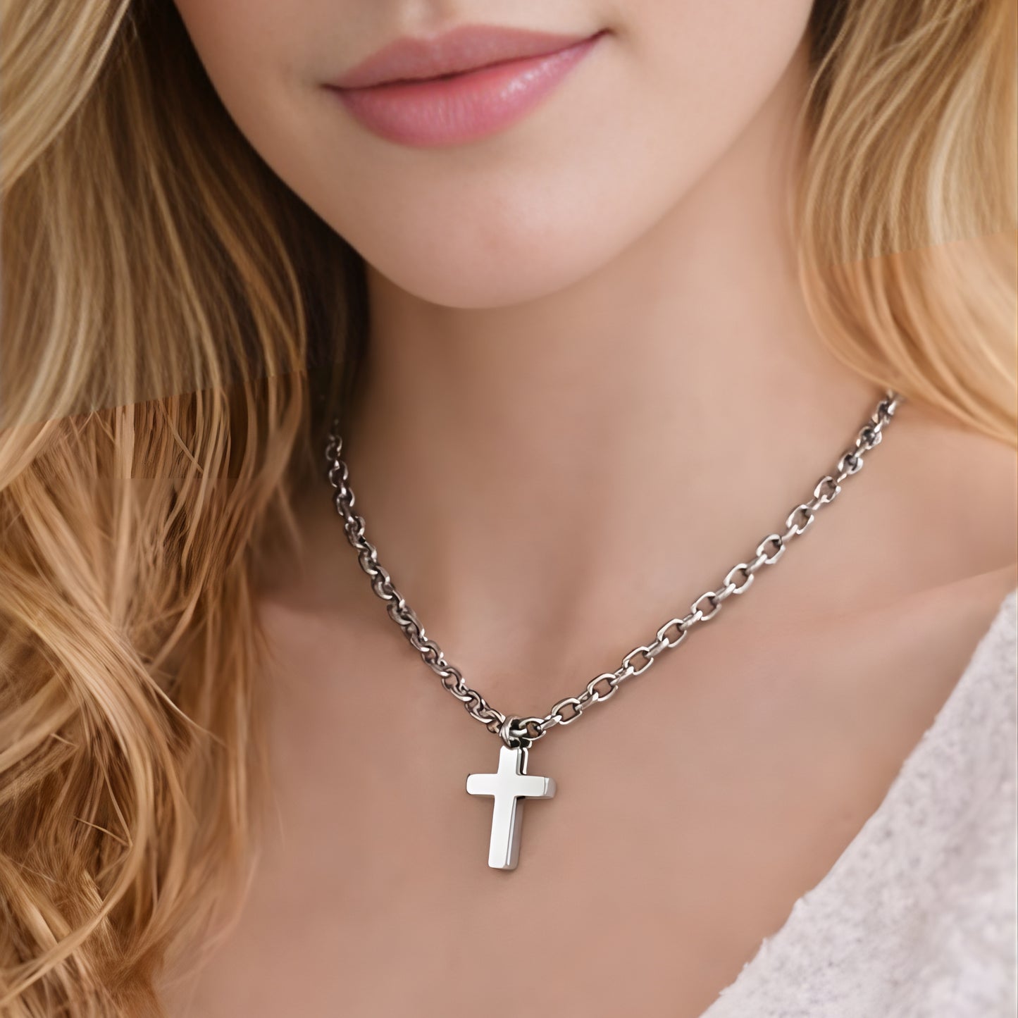 Minimalist Gold Color Cross Necklace – Faith Inspired Pendant Jewelry