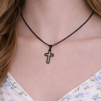 Gold Color Cross & Medallion Necklace – Minimalist Faith Pendant, Dainty Christian Jewelry Gift