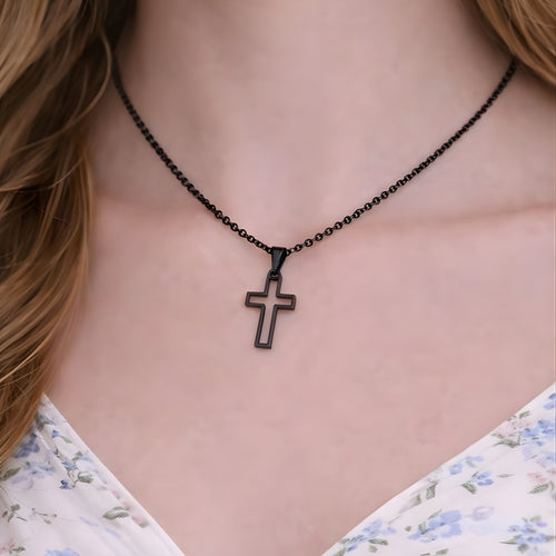 Gold Color Cross & Medallion Necklace – Minimalist Faith Pendant, Dainty Christian Jewelry Gift