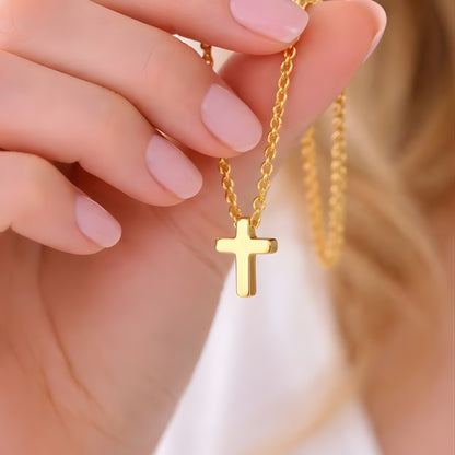 Minimalist Gold Color Cross Necklace – Faith Inspired Pendant Jewelry