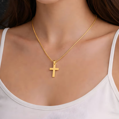 Minimalist Gold Color Cross Necklace – Dainty Christian Pendant, Everyday Faith Jewelry Gift