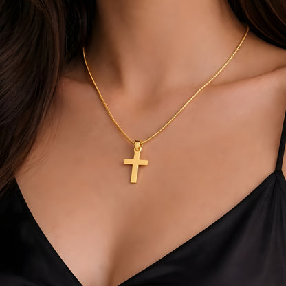 Minimalist Gold Color Cross Necklace – Dainty Christian Pendant, Everyday Faith Jewelry Gift