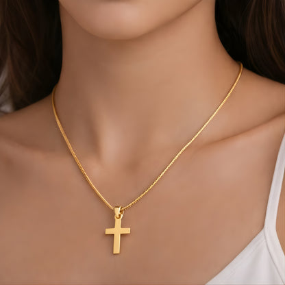 Minimalist Gold Color Cross Necklace – Dainty Christian Pendant, Everyday Faith Jewelry Gift