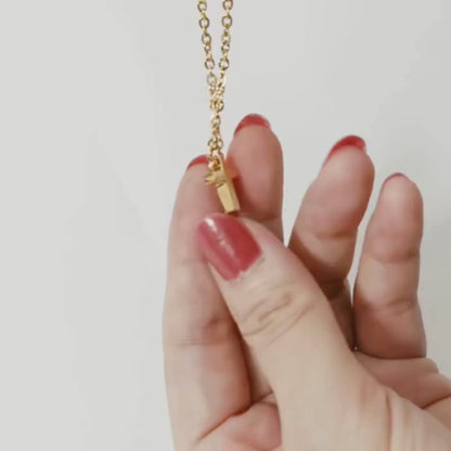 Gold Color Cross & Medallion Necklace – Minimalist Faith Pendant, Dainty Christian Jewelry Gift