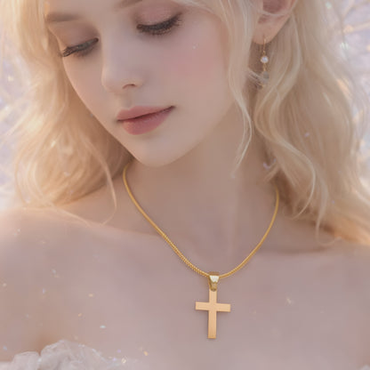Minimalist Gold Color Cross Necklace – Dainty Christian Pendant, Everyday Faith Jewelry Gift