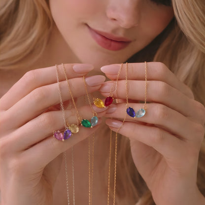 Green Stone Pendant Necklace – Minimalist Gold Color Chain, Dainty Everyday Jewelry Gift for Women