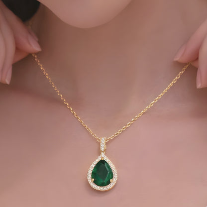 Green Stone Pendant Necklace – Minimalist Gold Color Chain, Dainty Everyday Jewelry Gift for Women